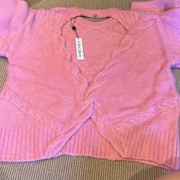 NWT FOR LOVE & LEMONS carly open back sweater in pink size XL-2X - Picture 14 of 15